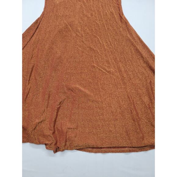 Shein L Burnt Orange Sparkle Glitter Fall Boho Spaghetti Strap Adjustable Dress - Picture 5 of 12